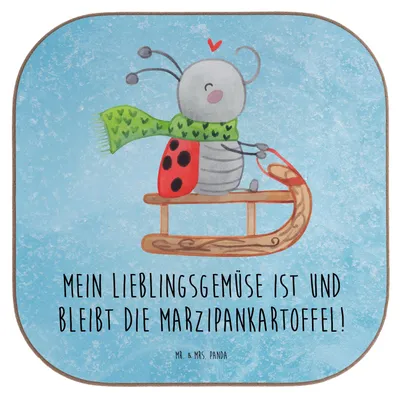 Produktbild von Mr. & Mrs. Panda Untersetzer für Gläser Smörle Rodeln - Eisblau - Geschenk, Weihnachten, Schlittenfahren, Coaster, Tischschoner, gläseruntersetzer, Winter, Glas, Marzipan