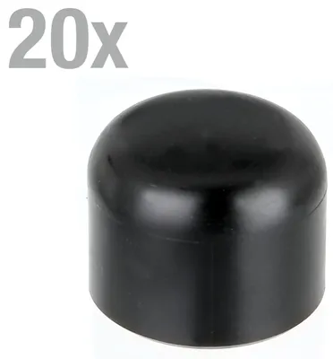 Zdjęcie produktu dla Alberts 821579 Zaślepka do okrągłych słupków metalowych, plastikowa, czarna, do słupków Ø 38 mm, zestaw 20 szt