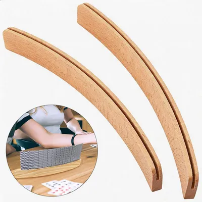 Produktbild von 2er Set Holz Kartenhalter Spielkartenhalter aus Buche 33cm ergonomisch Kartenständer für Poker Bridge Senioren rutschfest Tischspiel Zubehör
