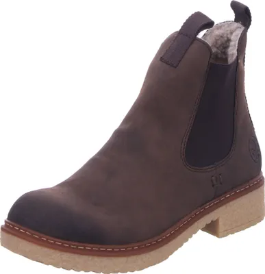 A single brown Chelsea boot is shown against a white background.