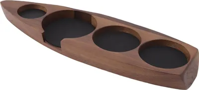 Image de Porte-tampon à café en bois Support pour machine à café Base de rangement en noyer Grand pour 58mm/2.3in