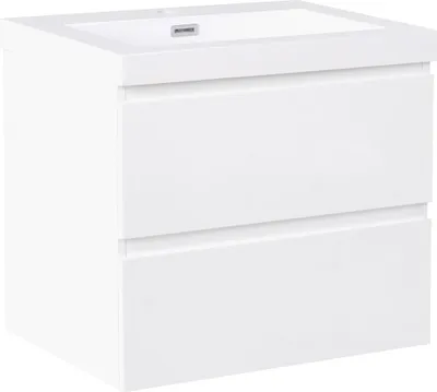 Produktbild von BELIANI Waschtischunterschrank mit Waschbecken Weiß MDF Harz 60 x 46 cm Wandmontage 2 Schubladen Waschbeckenunterschrank Badezimmer