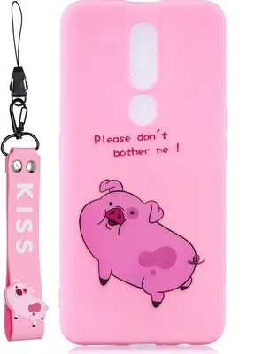 Produktbild von Für OPPO F11 PRO Cartoon Lovely Coloured Painted Soft TPU Rückenbezug rutschfest Schutzhülle mit Lanyard Rosenrot