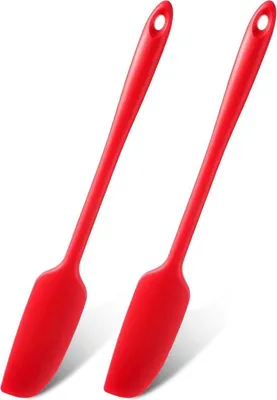 Immagine prodotto di Spatola da cucina in silicone con manico lungo - resistente al calore - 2 pezzi - verde