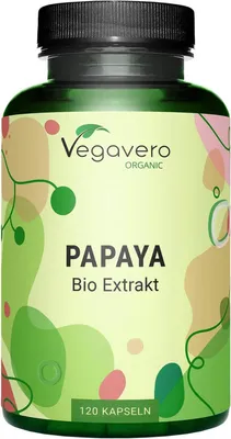 Produktbild von Vegavero Papaya Extrakt  | 120 Kapseln | hochdosiert | rein an Papain | aus spanischen -Papayas | vegan