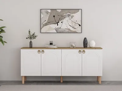 Zdjęcie produktu dla Skye Decor, Lotus - White, konsola, biała, płyta wiórowa pokryta w 100% melaminą, 180 x 45 x 81 cm