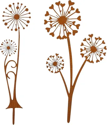 Immagine prodotto di Set di decorazioni per il giardino, in metallo color ruggine, composto da 2 pezzi, resistente agli agenti atmosferici, ideale per giardino e balcone