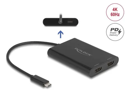 Obrázok produktu pre DeLOCK 64309, 0,2 m, USB Typ-C, HDMI + USB Type-C, Samec, Samica, Priamy