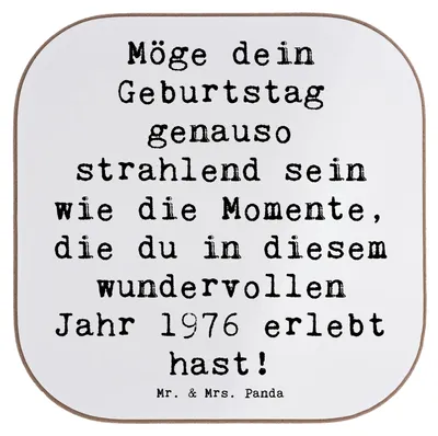 Produktbild von Mr. & Mrs. Panda Untersetzer für Gläser Spruch 1976 Geburtstag - Weiß - Geschenk, Tassenuntersetzer, Happy Birthday, Geburtsjahr, Geburtstagsgeschenk, Tischschoner, Glas