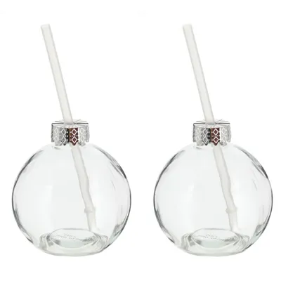 Immagine prodotto di Novaliv 2x tazze vin brulè 400 ml Tazza natalizia personalizzata con cannuccia - palla di Natale come tazza per vin brulè - tazza con motivo palla di Natale Albero di Natale palla di Natale tazze scaldamani