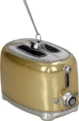 Produktbild von Christbaumschmuck Glas 6,5cm Toaster Figur Gold