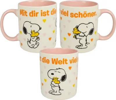 Immagine prodotto di Tazza Peanuts Snoopy - Il mondo è molto più bello con te Tazza da caffè in Vetroceramica Bianco/Rosa 320 ml