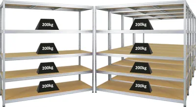 Produktbild von Mega Deal | 5x Schwerlastregal Giant Elephant | HxBxT 180x180x60cm | Fachlast 200kg | Verzinkt