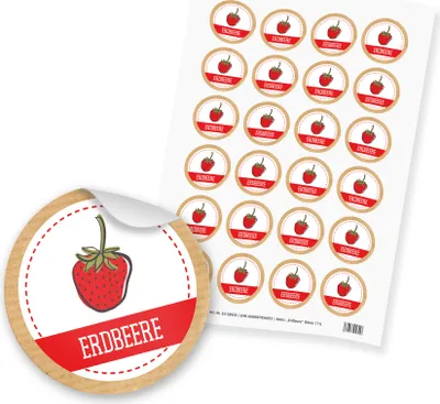 Produktbild von itenga 24x Sticker "Erdbeere" (Motiv 171)