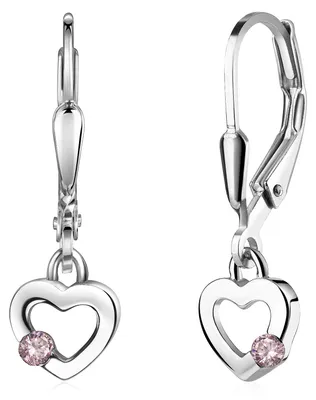 Produktbild von MATERIA by Matthias Wagner Herz Ohrringe Kinder rosa Zirkonia 925 Sterling Silber SO-493-Rosa