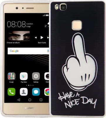 Produktbild von Handy Hülle für Huawei P9 Lite Cover Case Schutz Tasche Motiv Slim Silikon TPU Mittelfinger