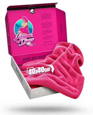 Produktbild von Nuke Guys Gamma Dryer S | Ultra saugstarkes handliches Trockentuch 1400 GSM in Pink 40x40cm | Fusselfrei, abgerundete sanfte Fasern, kratzerfrei | Premium Mikrofasertuch für Auto Motorrad Fahrrad