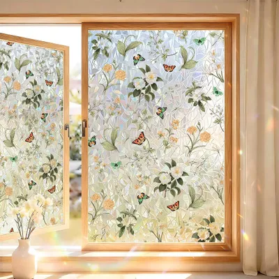 Produktbild von Fensterfolie 2 Stück 45 x 120 cm – Sichtschutzfolie statisch haftend – Glasdekorfolie in Bleiglasoptik – ohne Kleber – für Fenster & Türen - Paket E