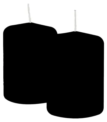 Immagine prodotto di Candele a stelo, nere, diametro 7 cm, altezza 10 cm, confezione da 4 pezzi