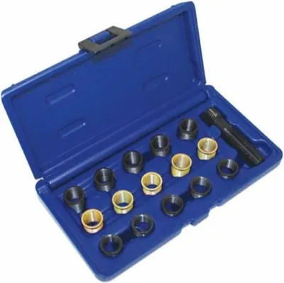 Immagine prodotto di Kit riparazione per filetti candelette, set attrezzi ripristino filetti candele, riparazione filo kit di strumenti meccanici professionali con custodia portatile, 16 pezzi