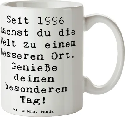 Produktbild von Mr. & Mrs. Panda Kaffeetasse Spruch 1996 Geburtstag - Weiß - Geschenk, Pott, Glückwunsch, Happy Birthday, Teetasse, Geburtstagsfeier, Anerkennung, Kaffeebecher, Tasse
