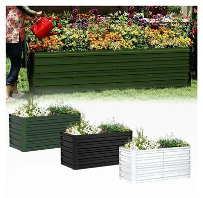 Produktbild von Hochbeet aus verzinktem Stahl 300x120x58cm Rechteckig – Metallgartenbeet, rostfrei und wetterfest für Gemüse, Kräuter und Blumen – Pflanzkasten für Garten, Balkon und Terrasse – Grün