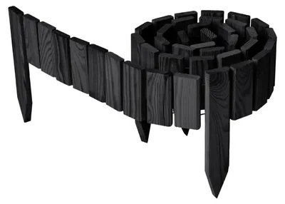 Produktbild von Garronda Beeteinfassung Holz Rollzaun Gartenzaun imprägniert Flexibler Rollborder Rasenkante Länge: 200 cm (Graphite, Höhe: 10 cm)