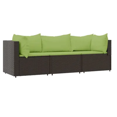 Produktbild von vidaXL 3-tlg. Garten-Lounge-Set mit Kissen Braun Poly Rattan