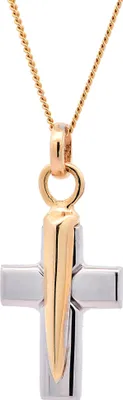 Produktbild von Anhänger Kreuz mit 1,1 mm Goldkette 60 cm 585-14 Karat Gold