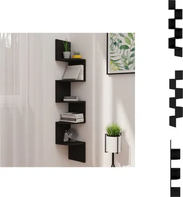 Produktbild von vidaXL Wand-Eckregal Schwarz 19x19x123 cm Holzwerkstoff -  Wandregale