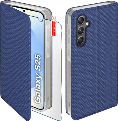 Immagine prodotto di Etui z klapką do Samsung S25 Zamykane Granatowe Futerał + Szkło 9H