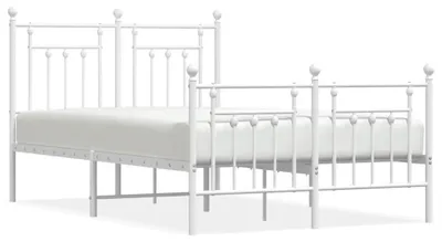 Obrázok produktu pre vidaXL Posteľný rošt s čelom a nohami kovový biely 120x200 cm