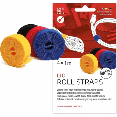 Obrázok produktu pre Label-the-cable ROLLS, Suchý zips, Čierna, Modrá, Červená, Žltá, 1000 mm, 16 mm, 4 kusov