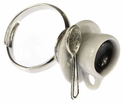 Produktbild von Kaffeetassenring Ring Tasse Miniblings Fingerring Tassenring Kaffee Tee Löffel