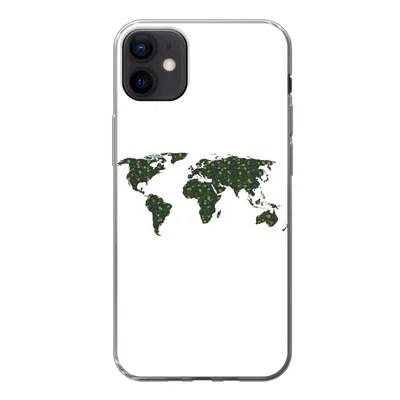 Produktbild von MuchoWow® Handyhülle Schutzhülle Hülle für iPhone 12 mini Weltkarte - Grün - Blätter Silikon Softcase Handy Hülle - Bild