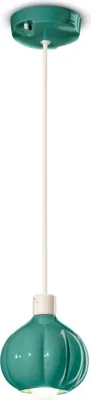 Produktbild von Pendelleuchte Metall Keramik Ø 13 cm rund H: max. 134 cm Türkis E14 Retro Design Keramikleuchte