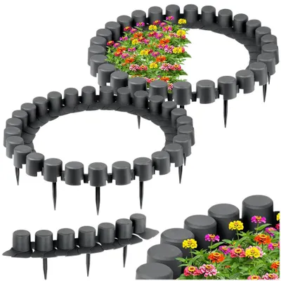 Produktbild von Vilde | Rasenkante - 8er Set - Witterungsbeständig - Kunststoff - Gartenpalisade Grau