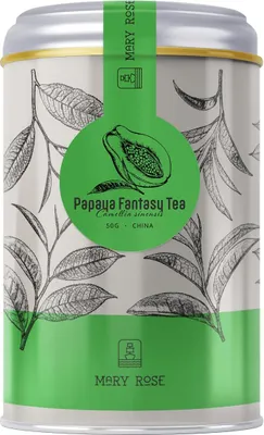 Produktbild von Mary Rose - Grüner Tee Sencha Papaya Fantasy in Dose 50g - Exotisch, Erfrischend mit Zitronengras, Ringelblumen-, Kornblumenblüten