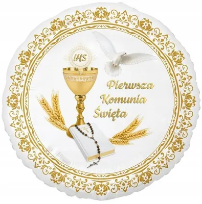 Zdjęcie produktu dla balon foliowy Pierwsza Komunia Święta okrągły 46cm FG-OPKS