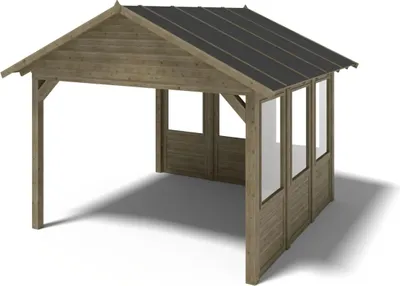 Image de Pergola de jardin 4.04x4.04m avec panneaux - traité - ALT127 - ALTANKA