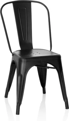 Productafbeelding van Stapelbare bistrostoel van metaal in industrieel design, geschikt voor thuis en horeca