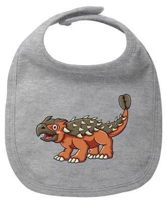 Produktbild von Huuraa Baby Lätzchen Ankylosaurus Dinosaurier Heather Grey Klettverschluss  Baumwolle Latz Geschenkidee