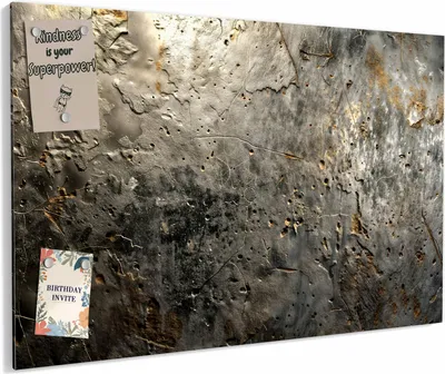 Produktbild von Magnettafel 90 x 60 cm „Zerfressenes Metall“ – Magnetwand aus Metall, beschreibbar mit Whiteboard-Marker – Memoboard für Küche & Büro