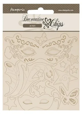 Dekorative Chips - Masken, 14 x 14 x 0,1 cm, braun