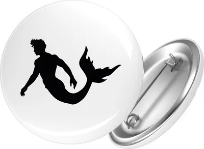Produktbild von Huuraa Button Meermann Silhouette 25mm rund mit Sicherheitsnadel Ansteckbutton Geschenkidee