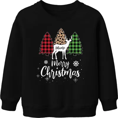 Produktbild von Merry Christmas Mama Rentier Kariert - Weihnachten Weihnachtsgeschenk Christmas Uni Kinder Weihnachtspullover, Schwarz, 116