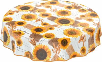 Produktbild von Tischdecke Wachstuch Blumen Gelb Robust Wasserabweisend Rund 140 cm