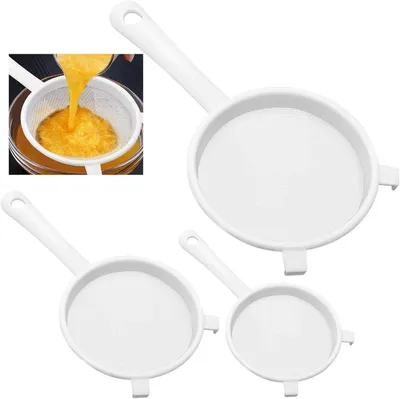 Produktbild von Küchensieb 3 Stück, Kunststoff Sieb Mit Haken, Für Tee Kaffee Mehl Filtern