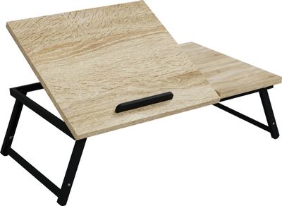 HAGO24 Laptoptisch 54x34cm Eiche Sonoma Lapdesk Notebooktisch Betttisch Laptop Tablett höhenverstellbar klappbar neigbar Ablage platzsparend