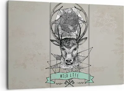 Produktbild von Bild auf Leinwand - Leinwandbild - Hirsch Geweih Wald - 105x70cm - Wand Bild - Wanddeko - Leinwanddruck - Bilder - Kunstdruck - Wanddekoration - Leinwand bilder - Wandkunst - CE105x70-3072